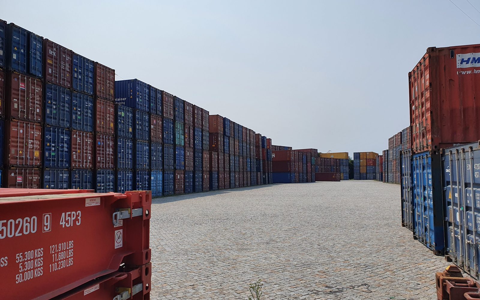 Interior of a loaded shipping container